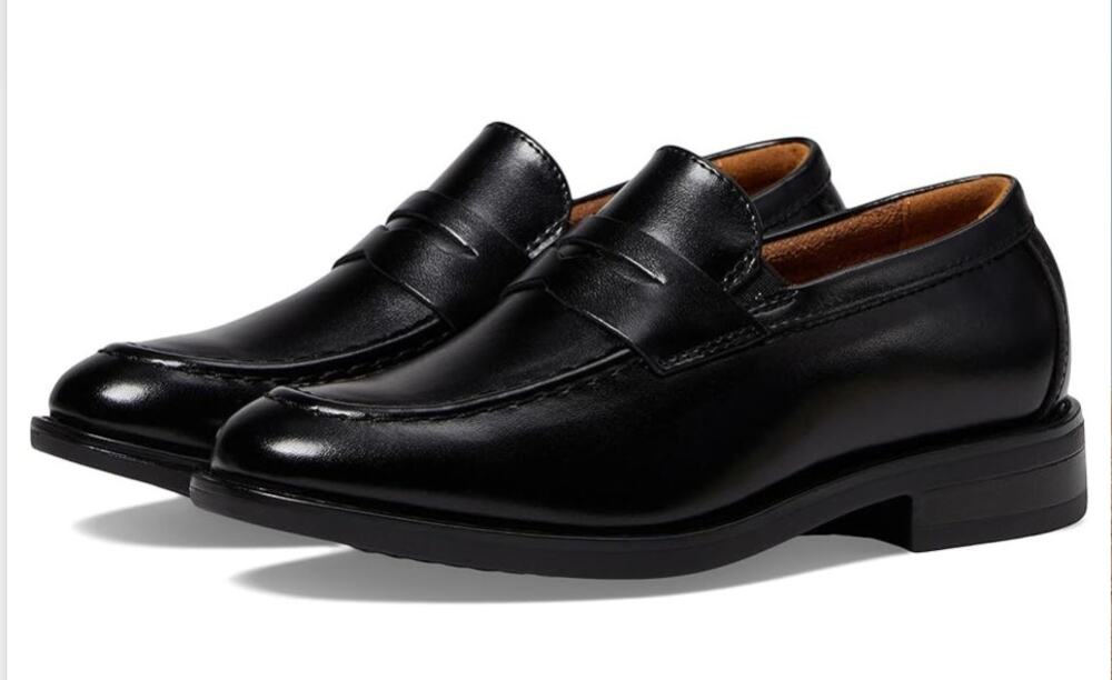 Florsheim Kids Boys Rucci Moc Toe Penny Loafers US 1.5 M Black Leather NIB